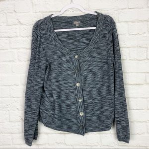 J. Jill Marled Knit Scoop Neck Cardigan Sweater L